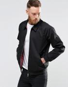 Asos Harrington Jacket In Cotton Fabric In Black - Black