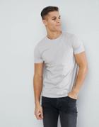 Asos Design Longline T-shirt With Crew Neck In Beige - Gray