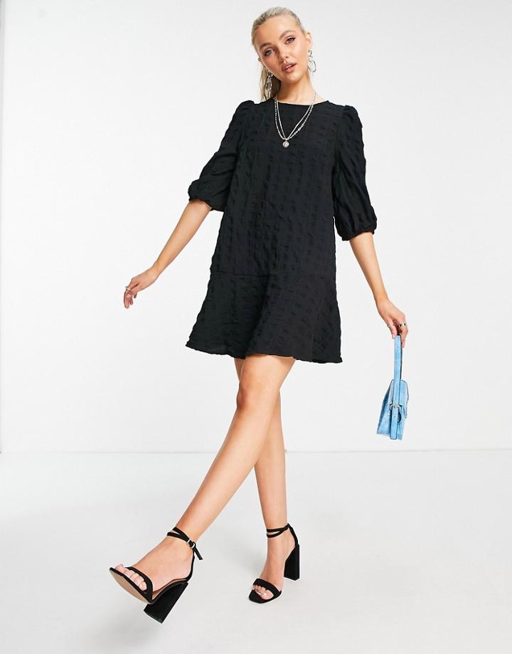 Lipsy Texture Smock Dress In Black