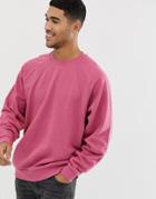 Asos Design Oversized Sweatshirt With Rib Detail In Pink