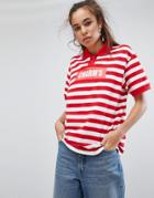 Charms Polo T-shirt With Logo In Bold Stripe - Red