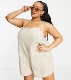 Asos Design Curve Rope Pocket Overall Romper In Stone-neutral
