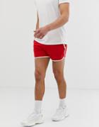 Asos Design Runner Shorts In Polytricot In Red - Red