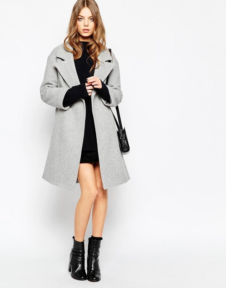 Helene Berman Gray Textured Double Button Coat - Gray