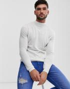 Asos Design Cotton Turtleneck Sweater In White - White