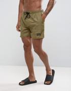 Nicce London Swim Short In Khaki Green - Navy