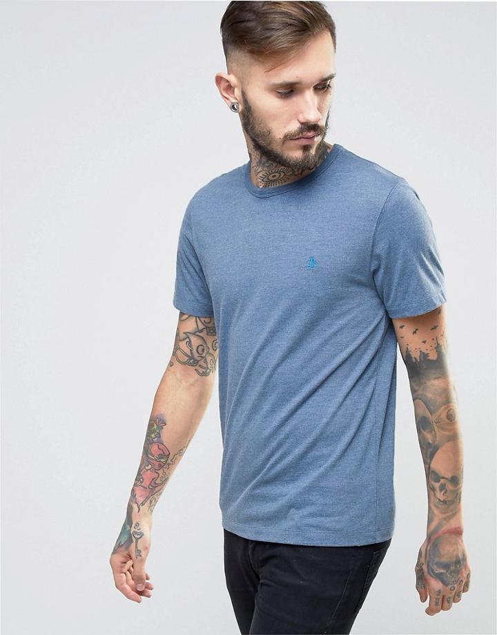 Original Penguin Small Logo T-shirt Slim Fit In Blue Marl - Blue