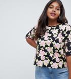 Asos Design Curve T-shirt In Mixed Floral Print - Multi