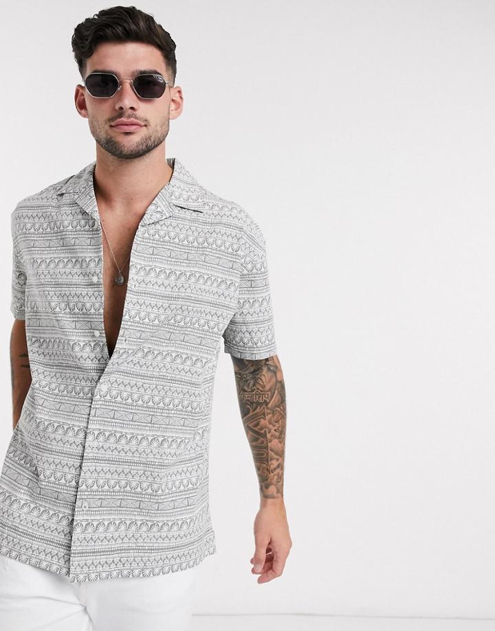 Jack & Jones Premium Revere Collar Printed Shirt-green