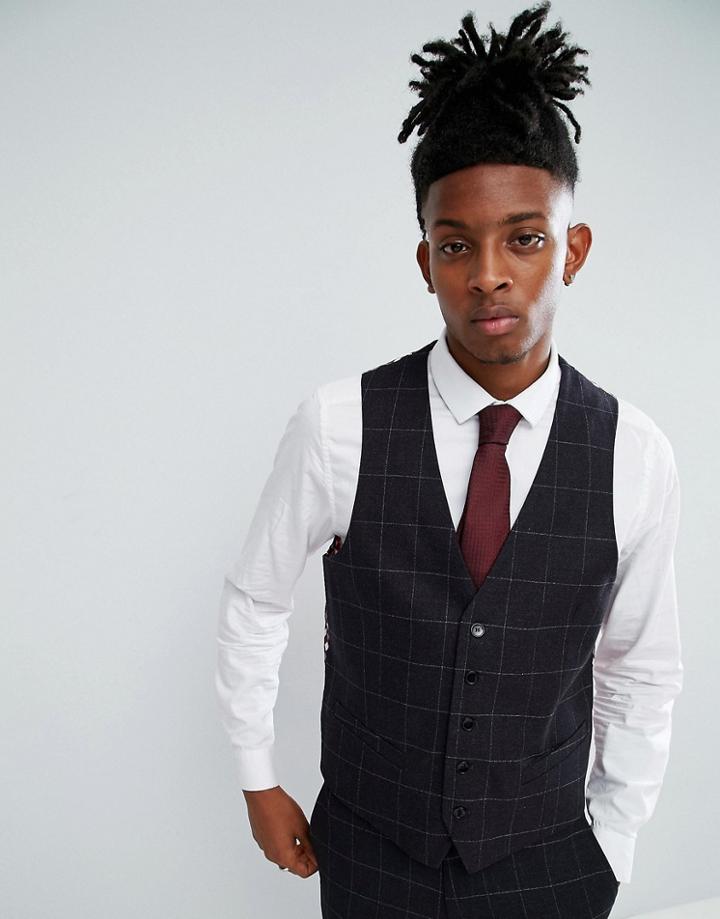 Rudie Twisted Check Skinny Fit Vest - Black
