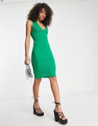 I Saw It First Knitted Sleeveless Button Detail Midi Dress In Green