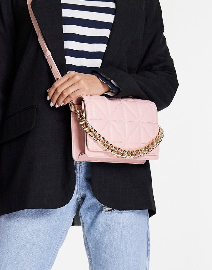 Topshop Cali Quilted Chain Crossbody Bag In Pink