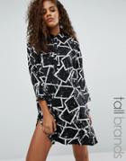 Noisy May Tall Sandra Shirt Dress In Graffiti Print - Black