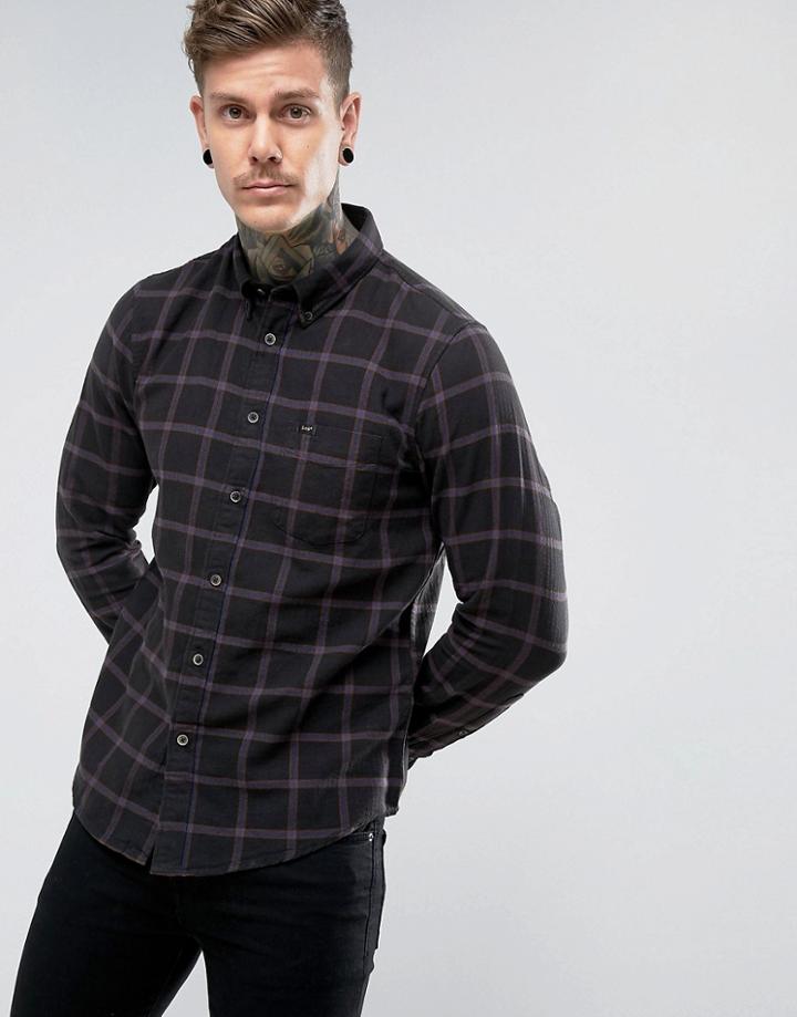 Lee Regular Fit Check Shirt Button Down One Pocket - Black