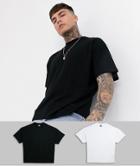 Asos Design Organic 2 Pack Oversized T-shirt With Crew Neck-multi