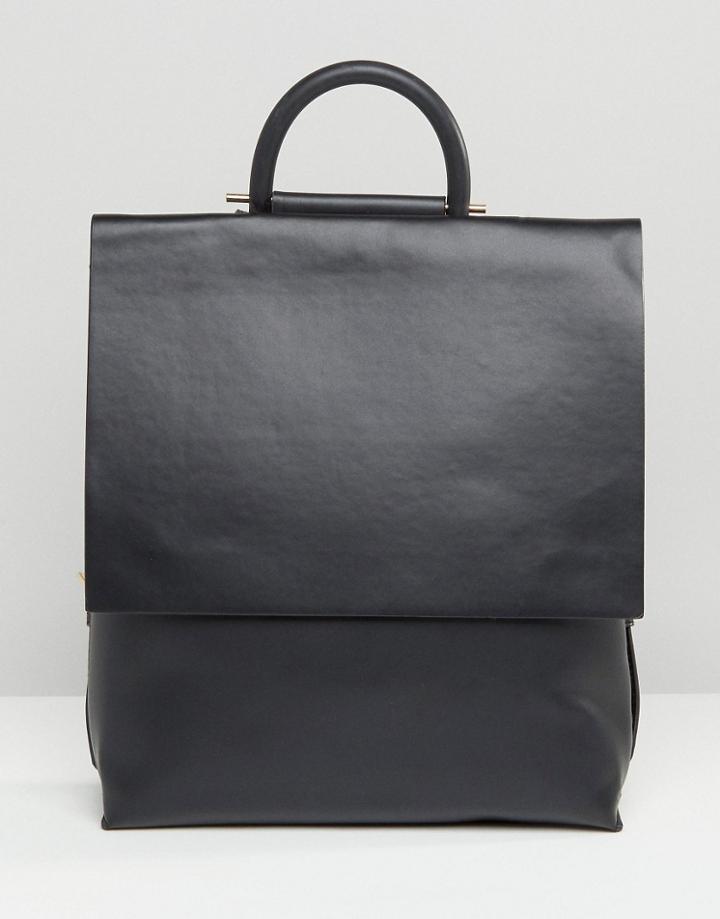 Pull & Bear Minimal Square Backpack - Black