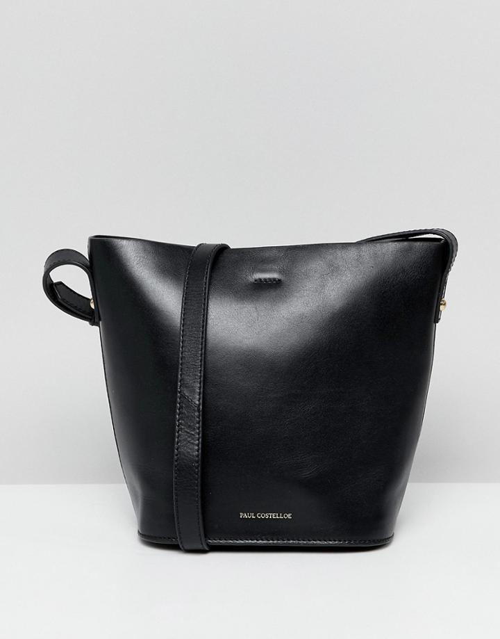 Paul Costelloe Real Leather Bucket Bag - Black