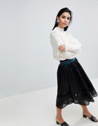 Sisley Elasticated Waist Midi Skirt - Black