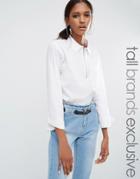 Daisy Street Tall Shirt With Zip Detail - White