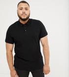 Asos Design Plus Pique Polo With Button Down Collar In Black