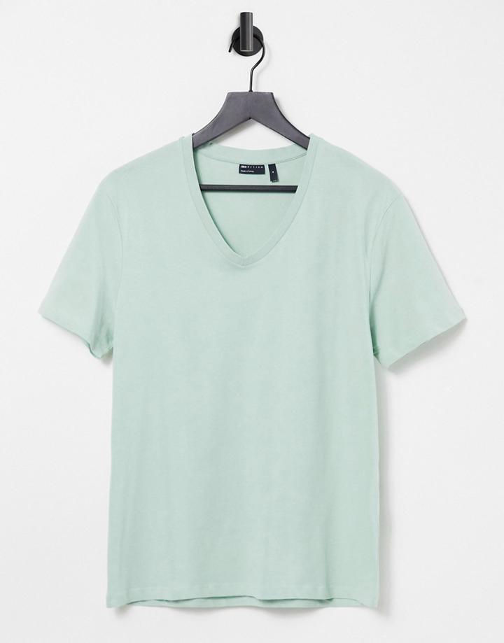 Asos Design T-shirt With V-neck In Green