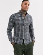 Asos Design Slim Stretch Shirt In Gray Check