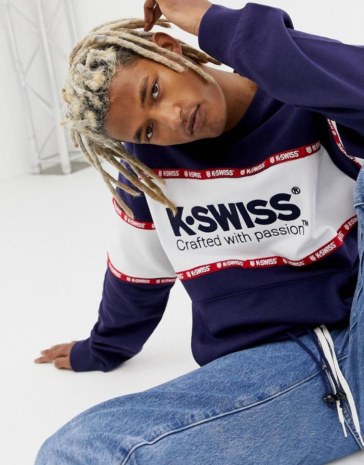 K-swiss Modesto Oversized Paneled Sweatshirt In Navy - Navy