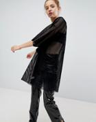 Weekday Velvet Mesh T-shirt Dress - Black
