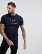 Armani Exchange Slim Fit Ax Chest Logo T-shirt In Navy - Navy