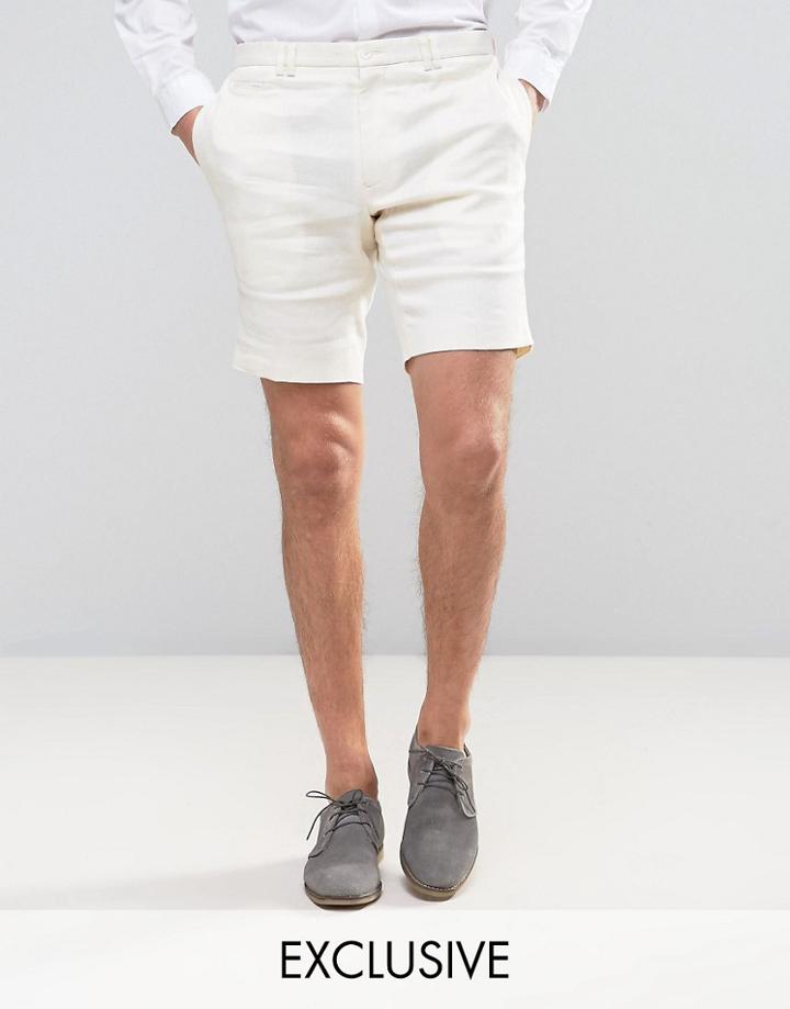 Noak Skinny Shorts In Linen - White