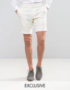 Noak Skinny Shorts In Linen - White