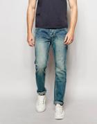 Bellfield Slim Fit Heavy Stone Wash Jeans - Blue