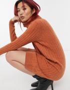 Y.a.s High Neck Sweater Dress In Rust-brown