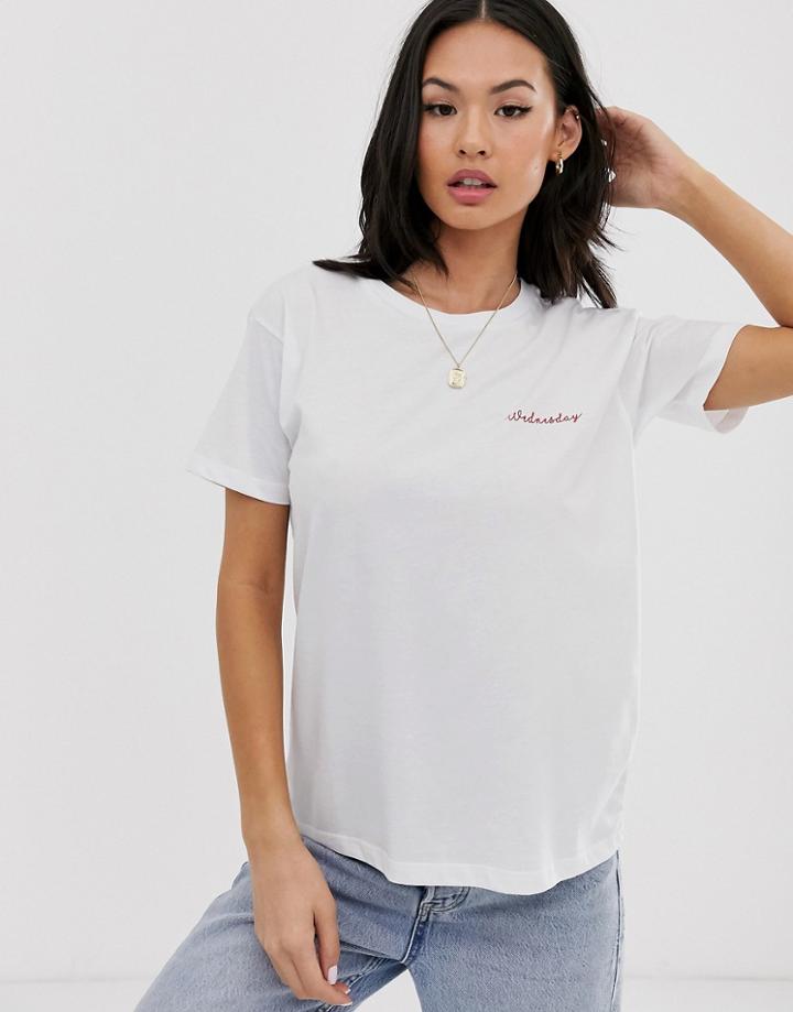 Asos Design T-shirt With Days Of The Week - White