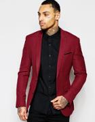 Asos Superskinny Blazer In Check In Red - Red