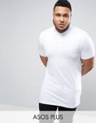 Asos Plus Longline Muscle Polo Shirt In White - White