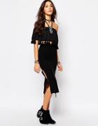 Lira Festival Maxi Skirt With Lace Up Tie Sides - Black