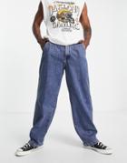 Pull & Bear Baggy Jeans In Mottled Blue
