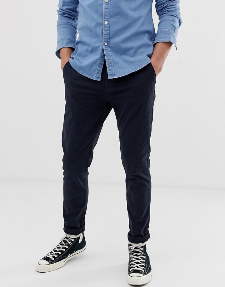 Asos Design Skinny Chinos In Navy - Navy