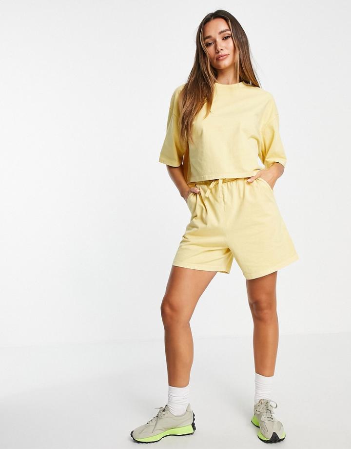 & Other Stories Organic Cotton Set Jersey Shorts In Yellow