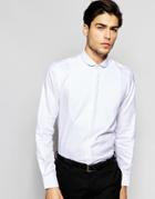 Hart Hollywood By Nick Hart Curve Collar Shirt With Bib In Slim Fit - White