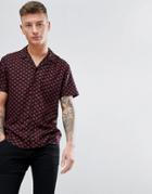 New Look Shirt With Diamond Print In Burgundy - Black