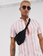 Asos Design Slim Stripe Shirt In Pink