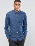 Esprit Denim Shirt With Wood Buttons - Dark Wash