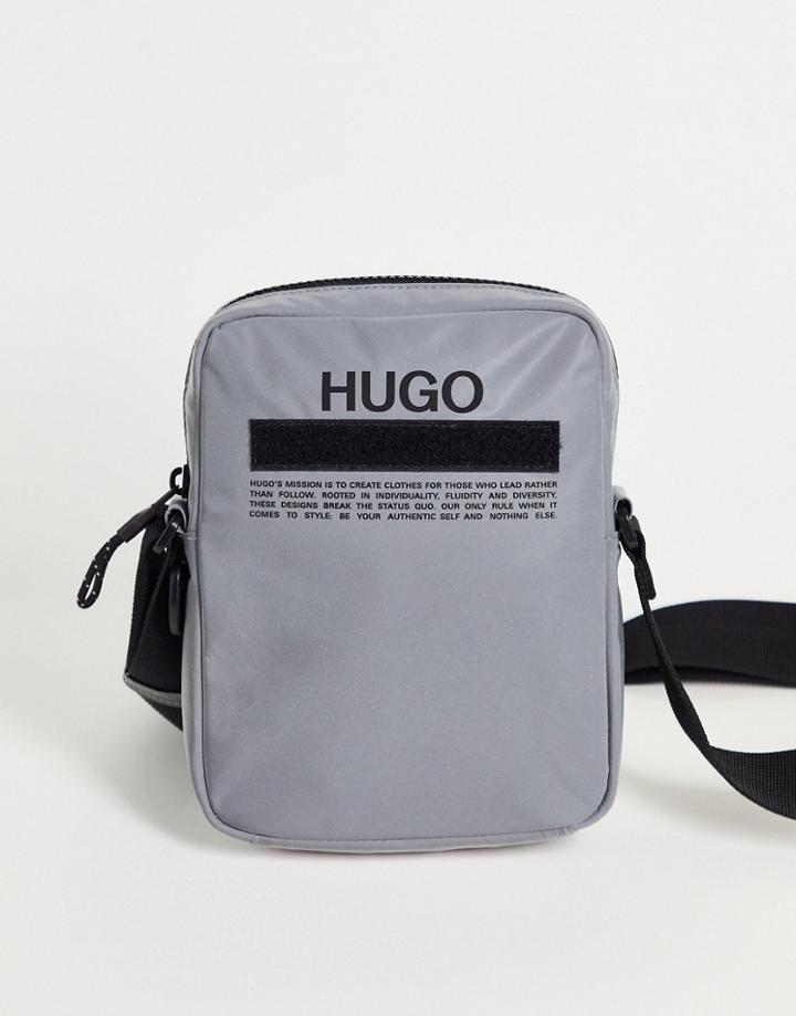 Hugo Record Text Logo Cross Body Bag In Gray
