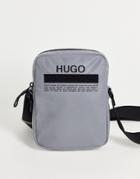 Hugo Record Text Logo Cross Body Bag In Gray