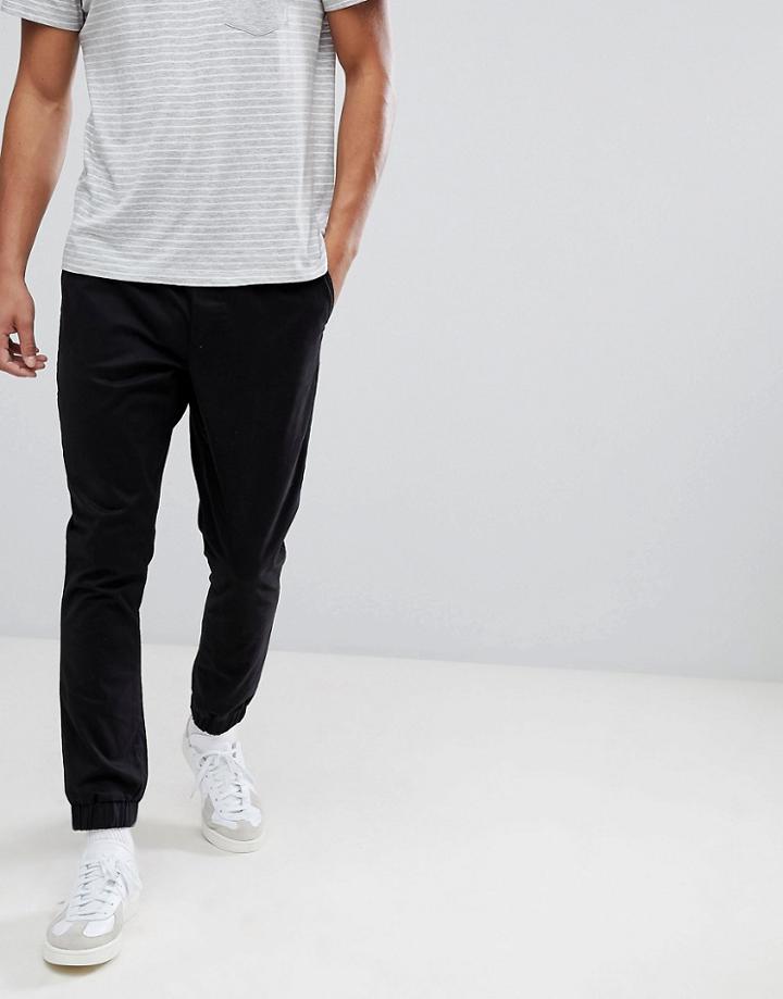 Asos Tapered Woven Joggers In Black - Black