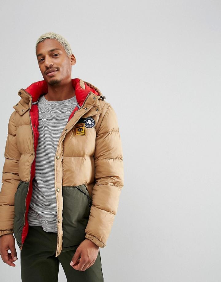 Napapijri Artic Padded Hooded Puffer Jacket In Tan - Tan