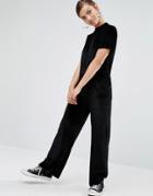 Daisy Street Relaxed Minimal Jumpsuit In Velvet - Black