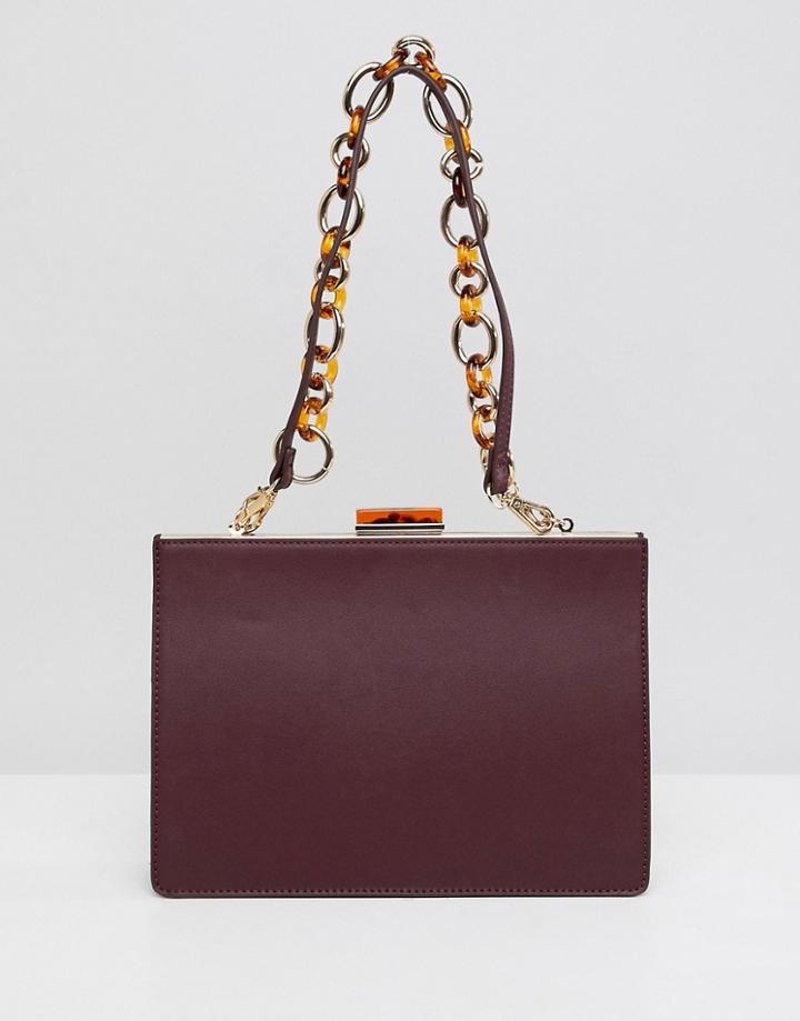 Asos Design Frame Bag With Statement Chain - Brown